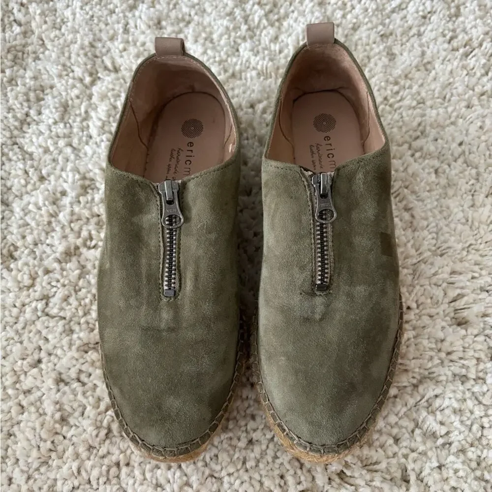 Eric Michael Serena Olive Green Suede Platform Espadrille Women’s Size 37